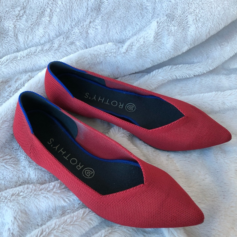 Rothys point flat in chili red size 9